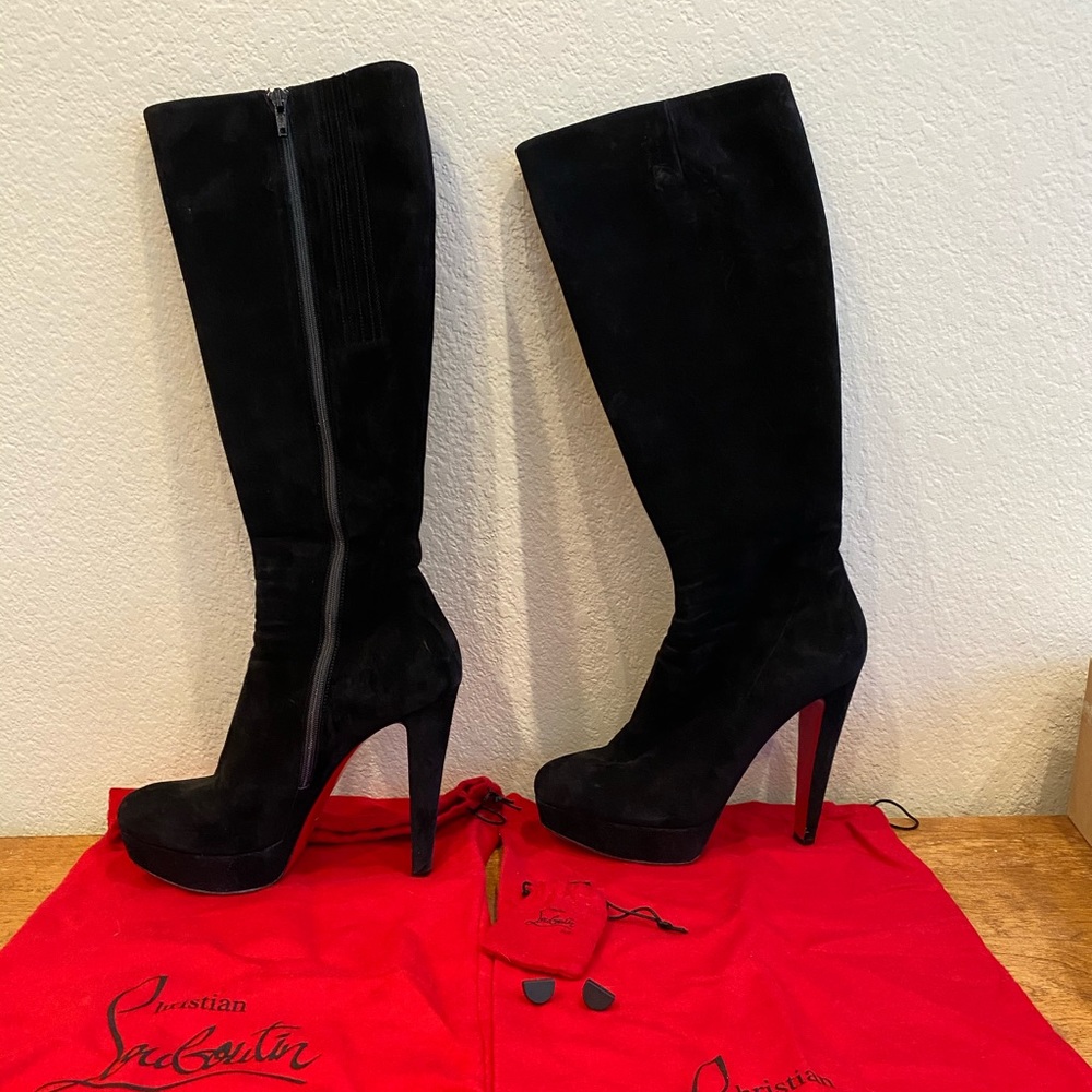 Christian Louboutin black suede boots